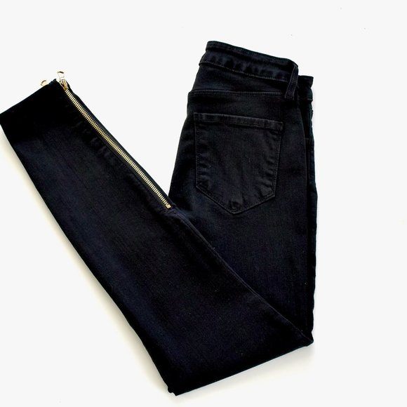 L'AGENCE Sabine Skinny High Rise Zipper Black Jeans 24 - Picture 5 of 10